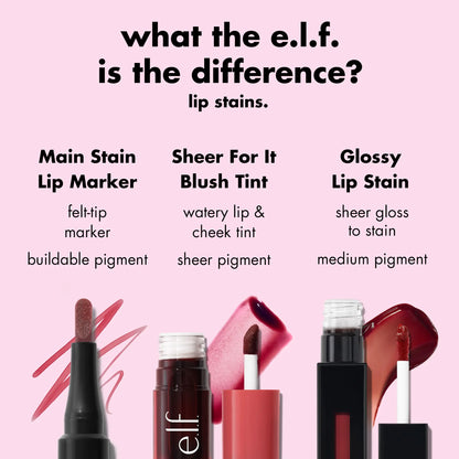 Lápis Labial Tinta e.l.f Main Stain - Cor Labial de Longa Duração para Definição Precisa dos Lábios (Acessório de Maquiagem para Beleza e Cuidados Pessoais)