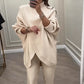 Women's 2-piece set – Asymmetrical sweater + wide-leg pants, relaxed fit and soft fabric, ultra comfortable 👚✨