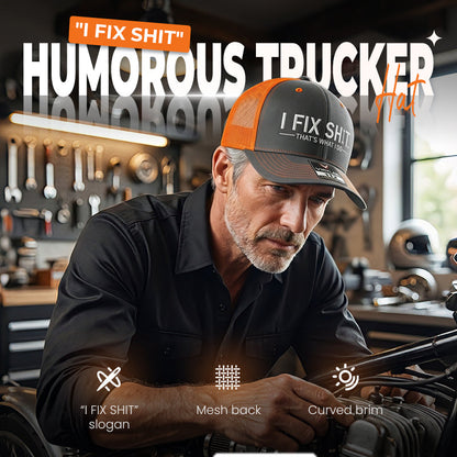 🧢🔥 Boné Trucker Masculino "I Fix Shit" – Estilo Único, Tela Respirável e Visual Cheio de Personalidade