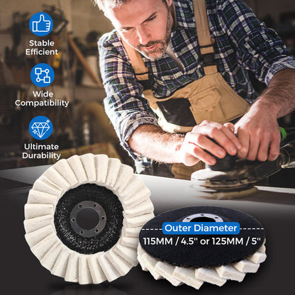 ⏰🔥BUY 2 GET 3 FREE! 🧰 Wool Felt Flap Polishing Disc – Achieve a Mirror Finish on Metal, Wood & More ✨🔧