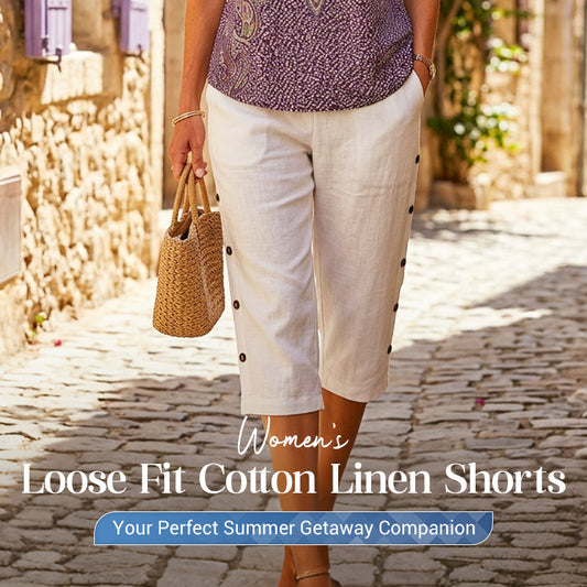 ⏰🔥LIMITED TIME 50% OFF! 👖 Women’s Loose Fit Cotton Linen Shorts – Comfortable, Breathable & Perfect for Summer ✨