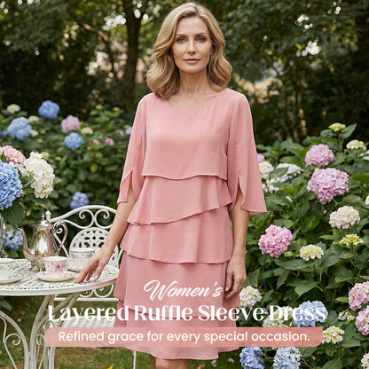 ✨ Women’s Elegant Layered Ruffle Sleeve Dress – Effortless Style for Every Occasion 💃💖