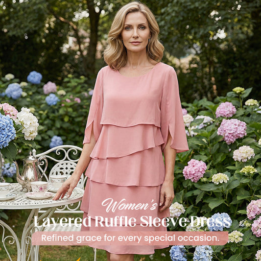 ✨ Women’s Elegant Layered Ruffle Sleeve Dress – Effortless Style for Every Occasion 💃💖