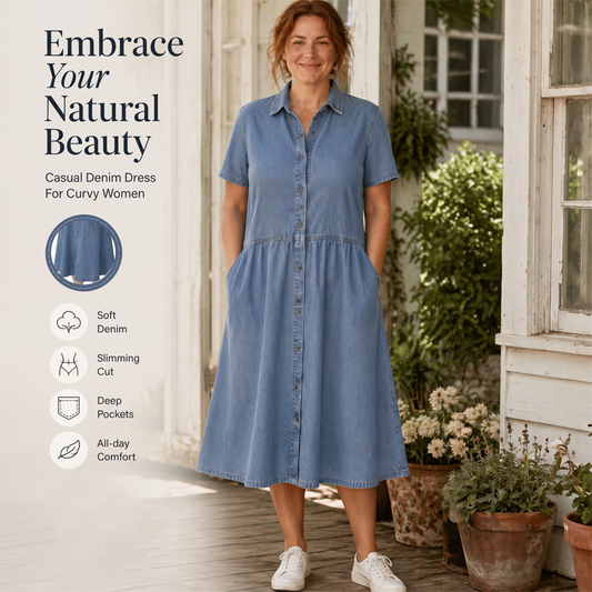✨👗 Vestido camisa jeans feminino elegante e casual confortável para o dia a dia