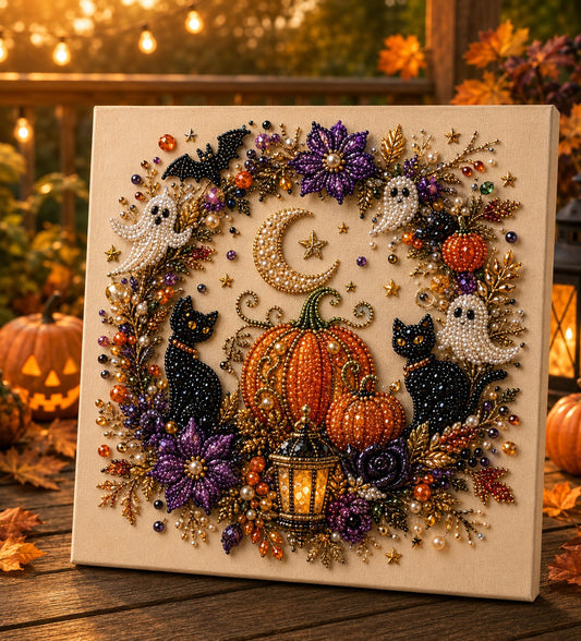 🎃✨ Kit de Arte com Pérolas 3D de Halloween – Crie Uma Decoração Brilhante, Fofa e Relaxante Para Sua Casa