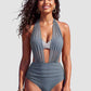 ✨👙 Biquíni feminino cintura alta com controle de barriga e design elegante em V