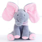 🐘 Elefante de Pelúcia Musical Peek-A-Boo – Brinquedo Interativo para Bebês