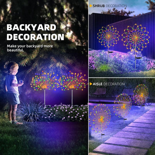 🎇✨ Lâmpada de Fogos de Artifício Solar para Jardim – Iluminação mágica sem fios para transformar seu espaço externo
