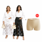 👗✨ Saia jeans feminina com renda floral elegante e cintura alta modeladora