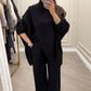 Women's 2-piece set – Asymmetrical sweater + wide-leg pants, relaxed fit and soft fabric, ultra comfortable 👚✨