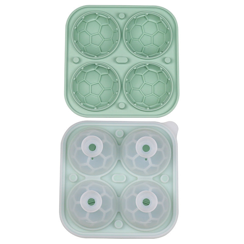 📢📢50% DE DESCONTO!! ⏰ Forma de Gelo de Silicone em Forma de Bola de Futebol – Cubos de 5,5 cm, Derretimento Lento, Design à Prova de Vazamentos, 4 Cores, Ideal para Noites de Jogos e Coquetéis 🥂
