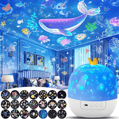 🌙 Children’s Night Light Projector – 21 Fun Films, Type-C Rechargeable & Magical Bedtime Experience 🎃👻✨