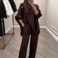 Women's 2-piece set – Asymmetrical sweater + wide-leg pants, relaxed fit and soft fabric, ultra comfortable 👚✨