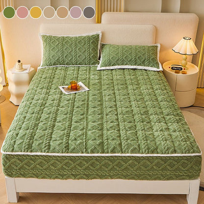 🛏️ 50% OFF! 🎁 WARM FITTED BED SHEET - Brushed Flannel & Deep Pocket (Up to 40cm), Non-Slip Corners for All-Season Comfort❄️🛌