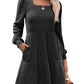🔥👗【S-XL】2025 Autumn Women's Soft Ribbed Square Neck Dress | Lantern Sleeves for Timeless Autumnal Elegance!🍁