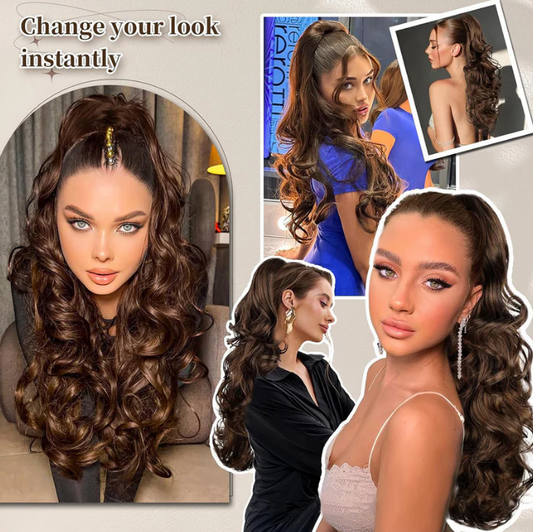 💁‍♀️✨ Rabo de Cavalo Ondulado com Presilha – Volume Instantâneo e Visual Natural em Segundos