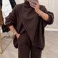 Women's 2-piece set – Asymmetrical sweater + wide-leg pants, relaxed fit and soft fabric, ultra comfortable 👚✨