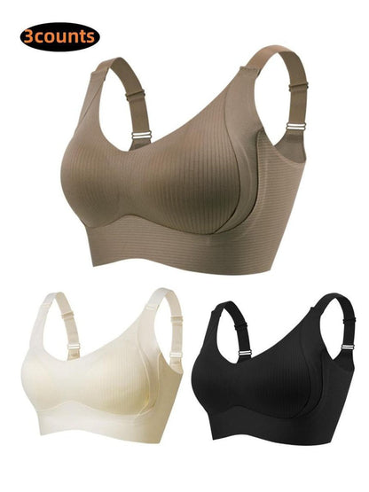 🎁PROMOÇÃO EXCEPCIONAL 2026💕Sutiã sem costuras com riscas subtis e apoio em W – Conforto e estilo!