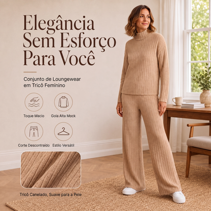 🔥👚 50% OFF! Conjunto Feminino de 2 Peças em Malha Canelada – Macio, Elegante e Confortável