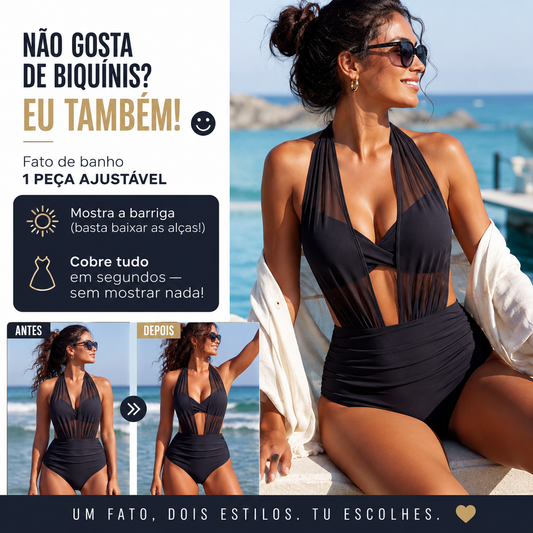 ✨👙 Biquíni feminino cintura alta com controle de barriga e design elegante em V