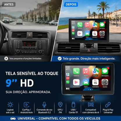 🚗📱 CarPlay AutoPlay 9 Polegadas – Transforme Seu Carro em uma Central Multimídia Inteligente
