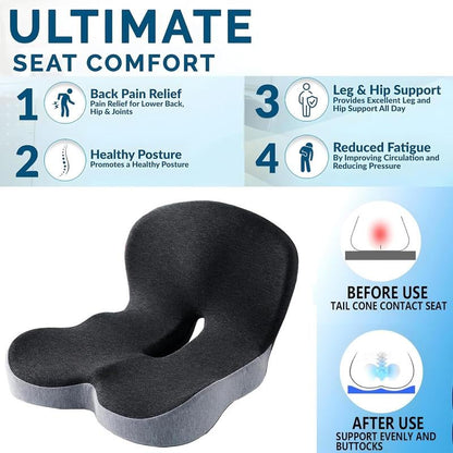 🚗🛋️ Almofada Ergonômica de Espuma Viscoelástica para Assento – Alívio de Dor no Cóccix e Conforto para Dirigir sem Fadiga