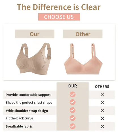 🎁PROMOÇÃO EXCEPCIONAL 2026💕Sutiã sem costuras com riscas subtis e apoio em W – Conforto e estilo!