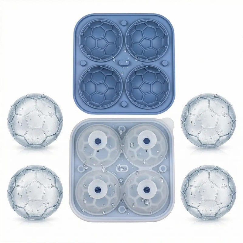 📢📢50% DE DESCONTO!! ⏰ Forma de Gelo de Silicone em Forma de Bola de Futebol – Cubos de 5,5 cm, Derretimento Lento, Design à Prova de Vazamentos, 4 Cores, Ideal para Noites de Jogos e Coquetéis 🥂