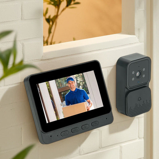 🏠 Campainha de Vídeo Sem Fio com Monitor HD 4,3" – Veja, Ouça e Proteja Sua Casa a Qualquer Hora