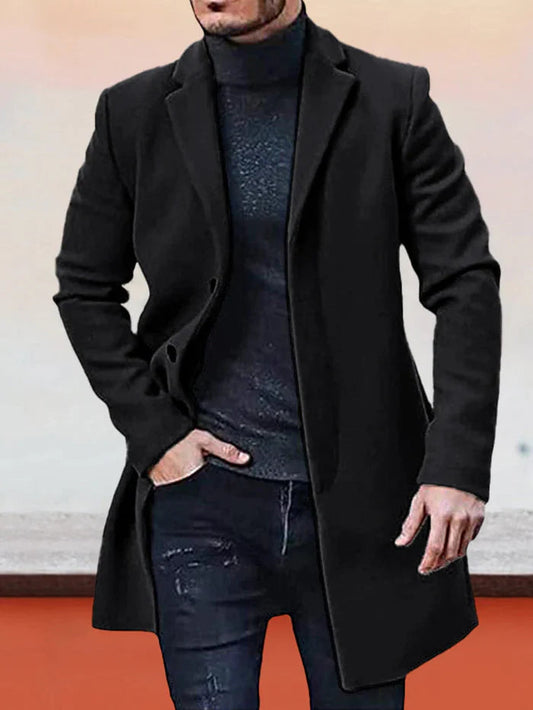 👔 Men's Classic Single Row Buckle Solid Color Jacket - Timeless Daily Essential