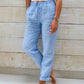 🌸 Calça Feminina Casual de Algodão e Linho com Cintura Elástica – Conforto e Estilo