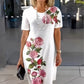 ⏰🔥LIMITED TIME 50% OFF! 🌹 Rose Bloom Short Sleeve Dress – Elegant, Lightweight & Perfect for Any Occasion ✨💃