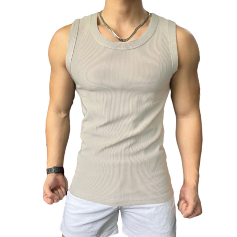 🔥Itens Essenciais de Verão Masculinos - Compre 3 e Leve 2 Grátis🎽Regata Slim Elástica de Secagem Rápida e Gola Redonda