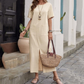 ⏰🔥LIMITED TIME 50% OFF! 👗 Women’s Cotton-Linen Loose Round-Neck Dress – Lightweight, Breathable & Perfect for Casual Summer Outfits ✨🌿