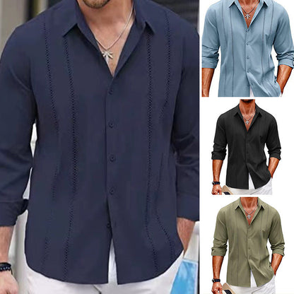 👕 Men’s Long Sleeve Single-Color Top – Casual, Comfortable & Versatile ✈️🛒