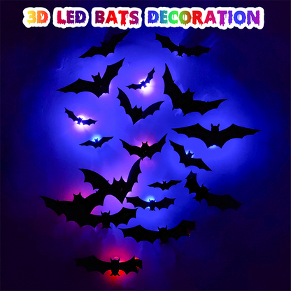 🦇🎃 Morcegos 3D Luminosos de Halloween – Transforme sua casa em uma decoração assustadora e realista