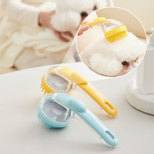 🛁 Escova de Banho Para Pets com Dispensador de Shampoo – Limpeza Profunda e Massagem Relaxante