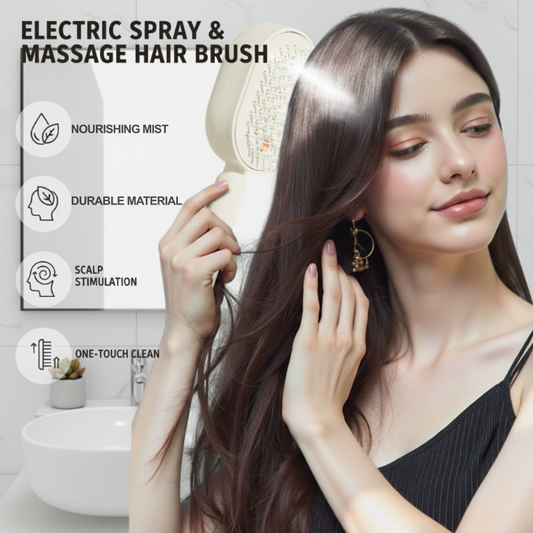 📢🔥50% OFF TODAY!! ✨ Electric Hairbrush with Spray & Massage – Smooth, Detangle & Relax 💆‍♀️