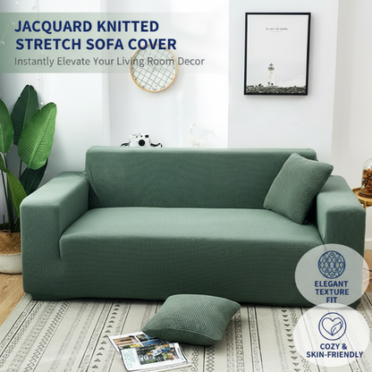 🛋️ Jacquard Knitted Stretch Sofa Cover – Stylish, Protective & Easy to Fit ✨