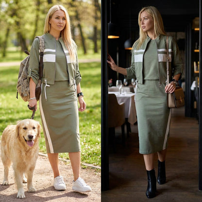 ⏳ Women's High Neck Jacket and Dress Set – Elegant Style and All-Day Comfort ✨👗