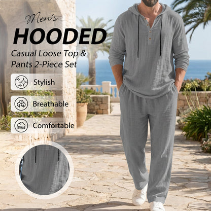 👕 Men's Hooded Casual Loose Top & Pants Set – Ultimate Comfort & Relaxed Style ✨ Perfect for Any Day! 🖤