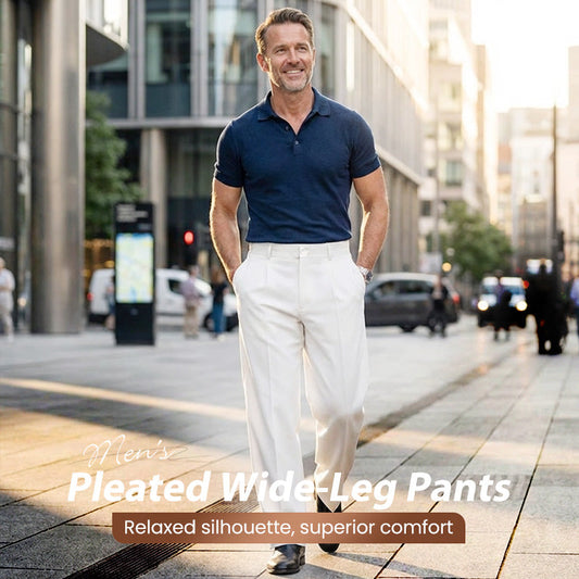 👖✨ Calça masculina perna larga com pregas – elegante, leve e confortável