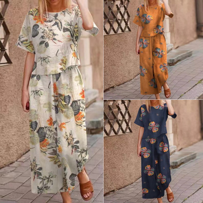 ✨ Women’s Loose Print 2-Piece Set – Stylish Top & Comfortable Pants for Effortless Everyday Fashion 👚👖