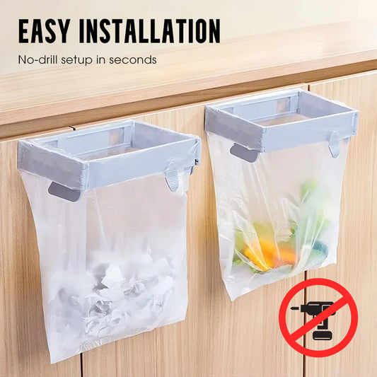 🗑️ No-Drill Wall-Mounted Folding Trash Bag Holder – Space-Saving, Easy & Convenient ✨🏠