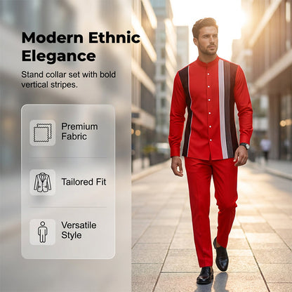 ✨ Men’s Striped Shirt & Pants 2-Piece Set – Stylish, Comfortable & Effortless Everyday Wear 👔💫