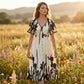 ⏰🔥LIMITED TIME 50% OFF! 👗 Soft Botanical Print V-Neck Midi Dress – Elegant, Lightweight & Perfect for Any Occasion 🌿🌸✨