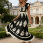 🌸👗 Vestido Maxi Feminino com Decote em V e Estampa Barroca – Elegância, Conforto e Charme em Todos os Momentos