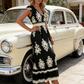 🌸👗 Vestido Maxi Feminino com Decote em V e Estampa Barroca – Elegância, Conforto e Charme em Todos os Momentos
