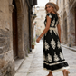 🌸👗 Vestido Maxi Feminino com Decote em V e Estampa Barroca – Elegância, Conforto e Charme em Todos os Momentos