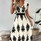 🌸👗 Vestido Maxi Feminino com Decote em V e Estampa Barroca – Elegância, Conforto e Charme em Todos os Momentos